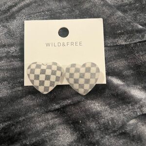 Wild & Free Checkered Heart Earrings